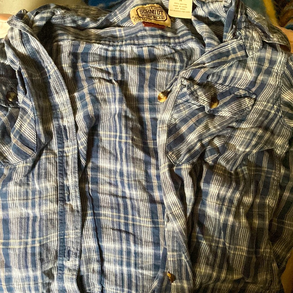 Medium blue/white plaid long sleeve